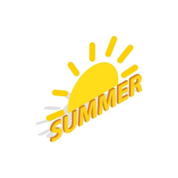 太陽と夏のアイコン、等角投影の 3d スタイル — ストックベクタ