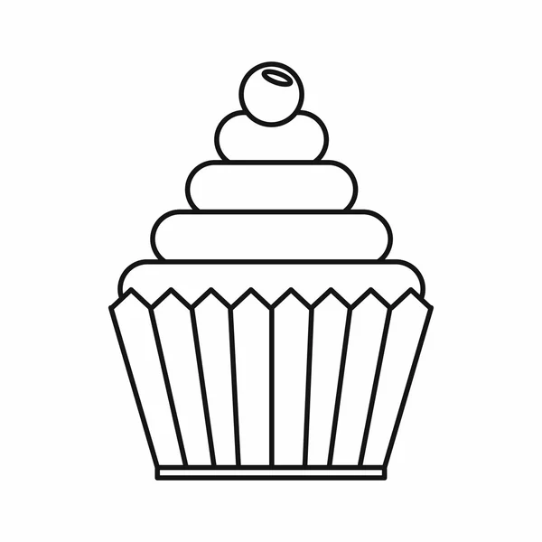 Cupcake-Ikone, Outline-Stil — Stockvektor