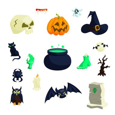 Cadılar Bayramı Icons set, karikatür tarzı