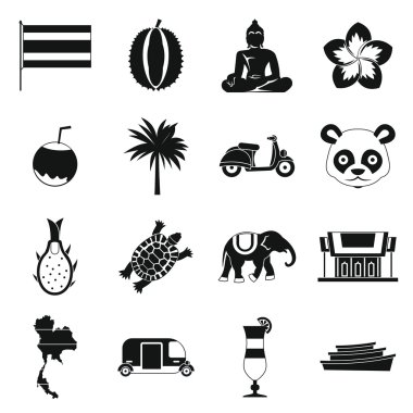 Kosta Rika Icons set, basit ctyle