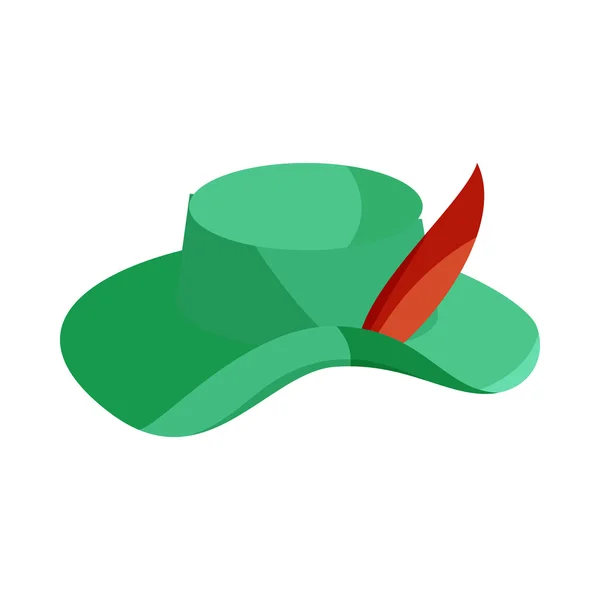 Groene hoed met veer pictogram, cartoon stijl — Stockvector