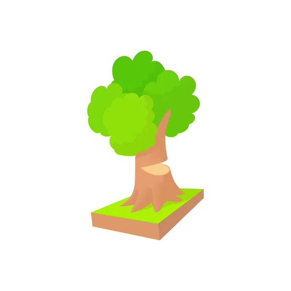 Icono de corte de árbol a sierra, estilo de dibujos animados — Vector de stock