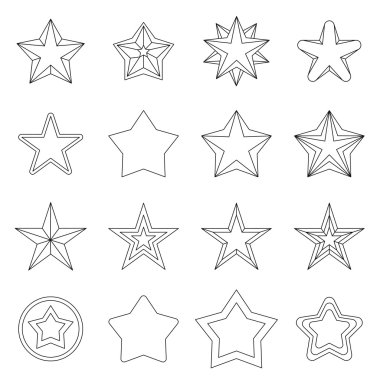 Icons set star, ctyle anahat