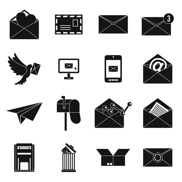 E-mail iconen set, eenvoudige ctyle — Stockvector