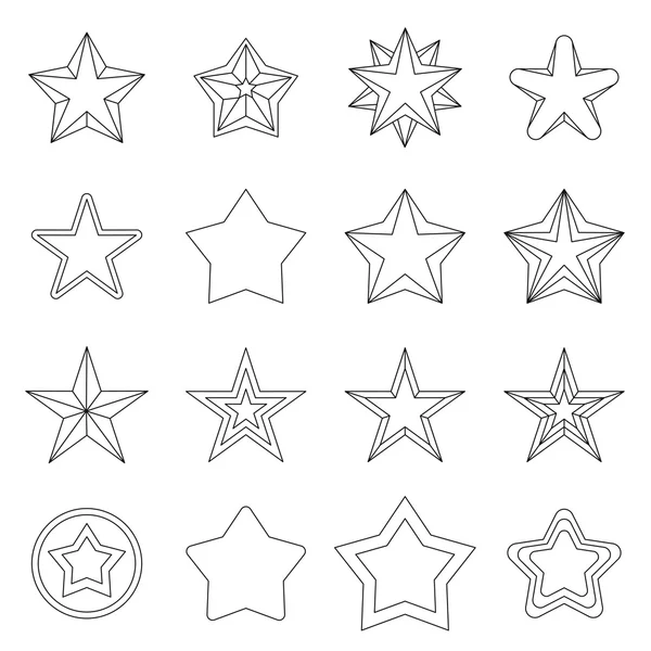 Star ikoner set, beskriva ctyle — Stock vektor