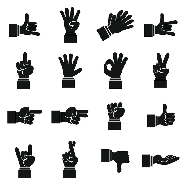 Conjunto de iconos de gesto de mano, ctyle simple — Vector de stock