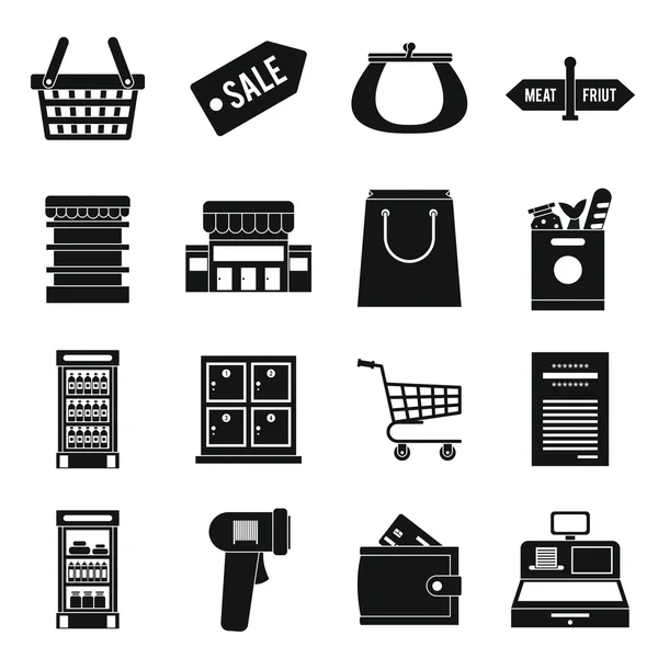 Set di icone del supermercato, ctyle semplice — Vettoriale Stock