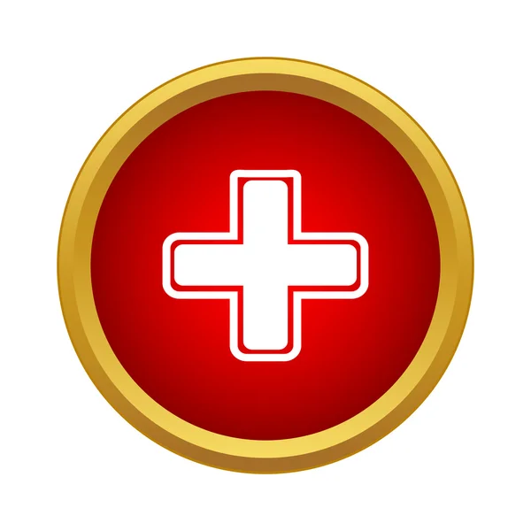 Білий хрест на червоному тлі, простий стиль — стоковий вектор
