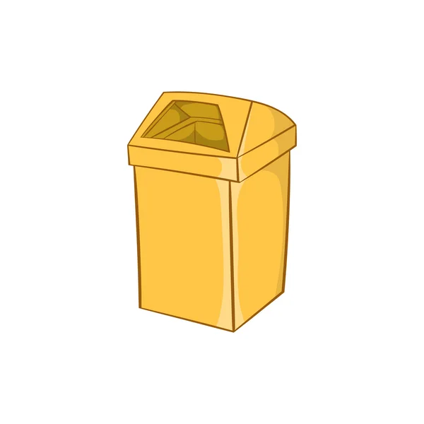 Icona gialla della spazzatura, stile cartone animato — Vettoriale Stock