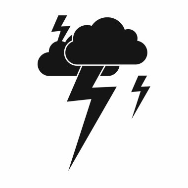 Bulut ve yıldırım ikonuna, basit tarzı