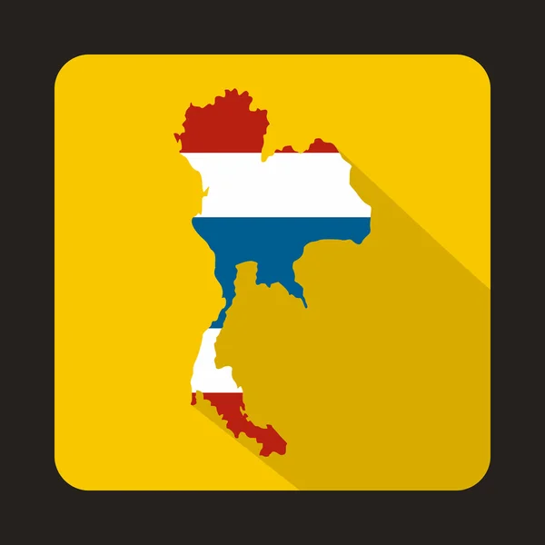 Carte de Thaïlande en drapeau thaïlandais couleurs icône — Image vectorielle