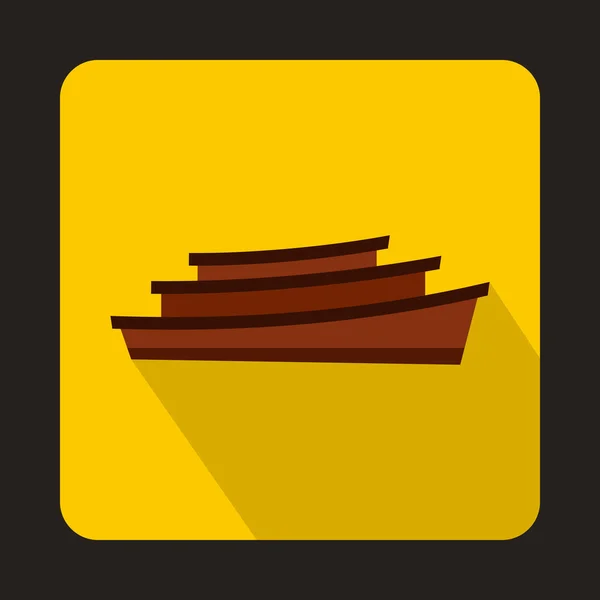 Ikona drewnianej łodzi w płaski — Wektor stockowy
