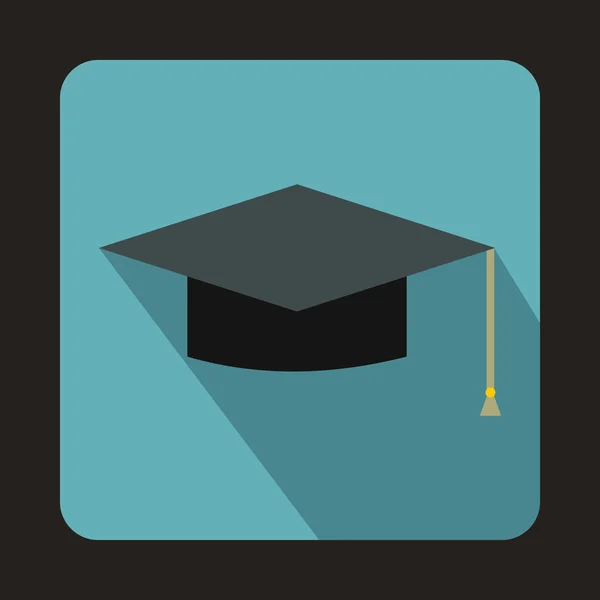 Icono de la tapa de graduación en estilo plano — Vector de stock