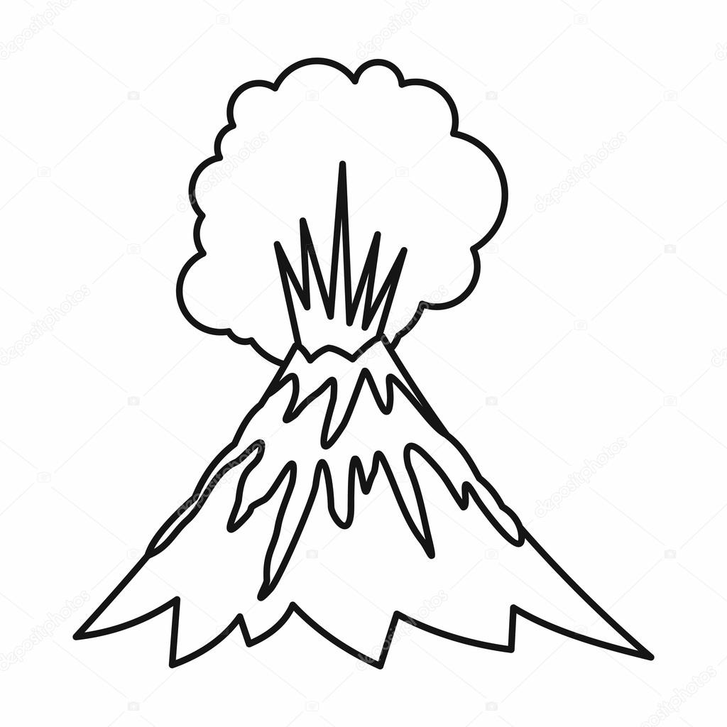 vulcão em erupção ícone estilo esboço — vetores de stock