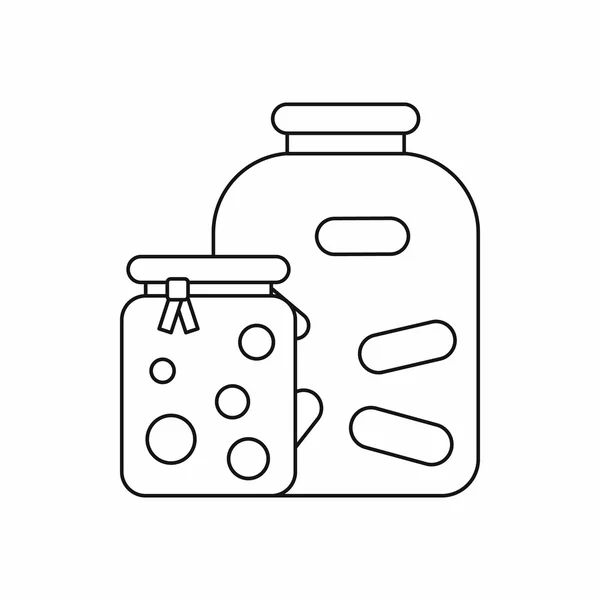 Jars with pickled vegetables and jam icon — Stock Vector
