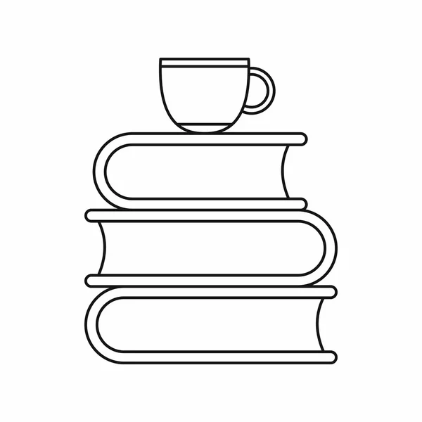 Стек книг і значок білої чашки — стоковий вектор