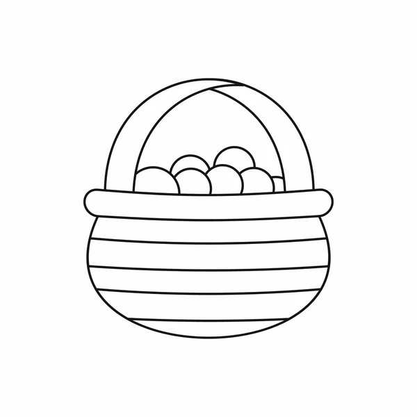 Cesta com ícone de cranberries, estilo esboço — Vetor de Stock