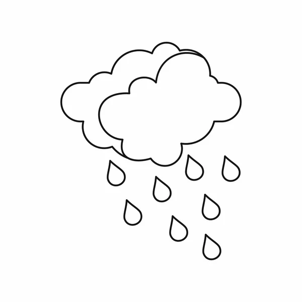 Nubes y gotas de agua icono, estilo de contorno — Archivo Imágenes Vectoriales