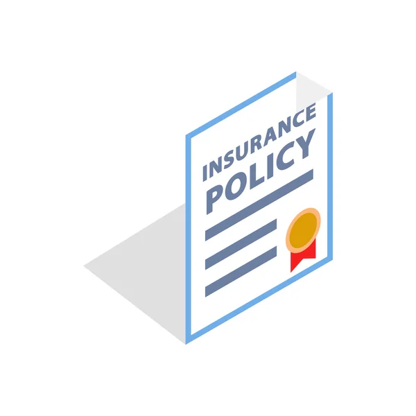 Verzekeringspolis pictogram, isometrische 3D-stijl — Stockvector