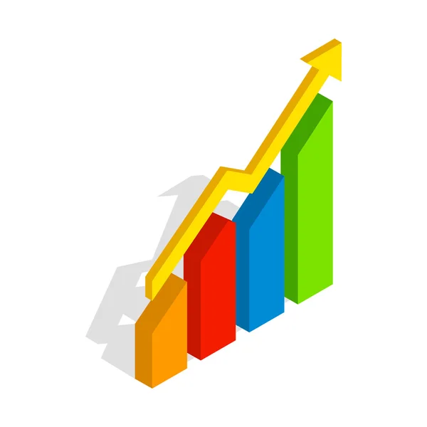 Gráfico seta para cima ícone, estilo 3D isométrico —  Vetores de Stock