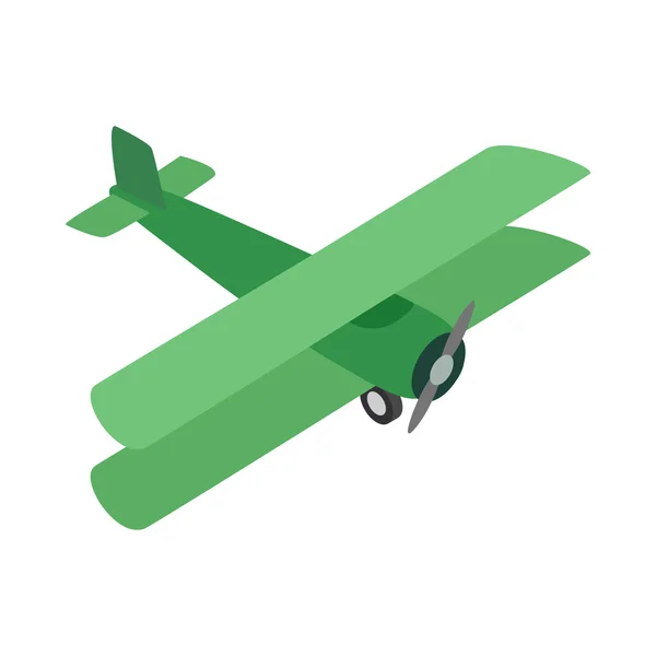 Yeşil uçak simgesi, izometrik 3d stili — Stok Vektör