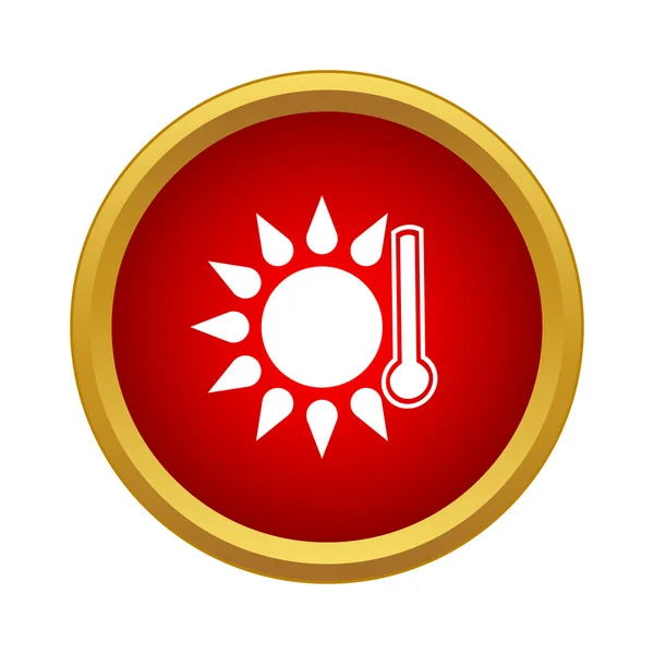 太陽アイコン、シンプルなスタイルと温度計 — ストックベクタ