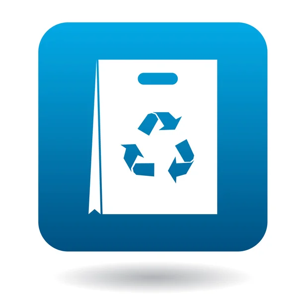 Bolsa de compras de papel con icono de símbolo de reciclaje — Vector de stock