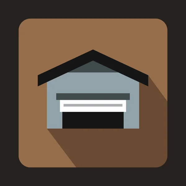 Garagem com ícone de telhado, estilo plano —  Vetores de Stock