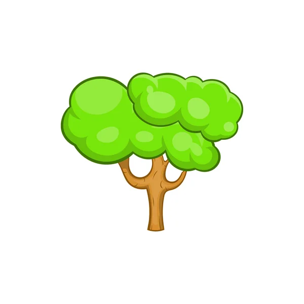 Icône de l'arbre vert dans le style dessin animé — Image vectorielle