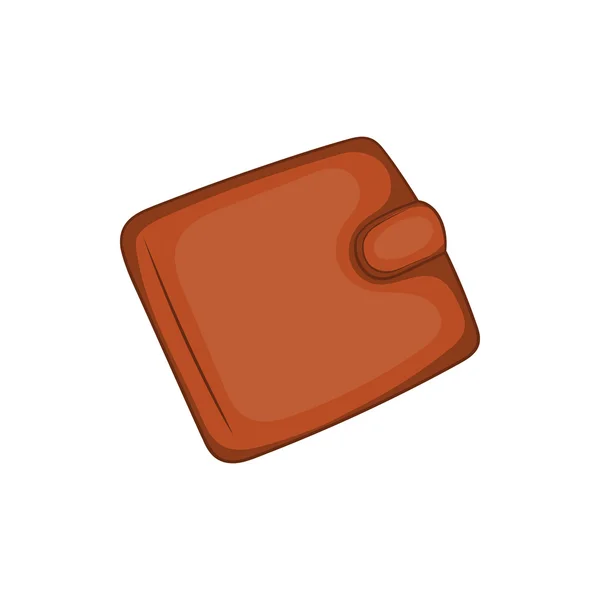 Brown leather wallet icon, cartoon style — Stock Vector