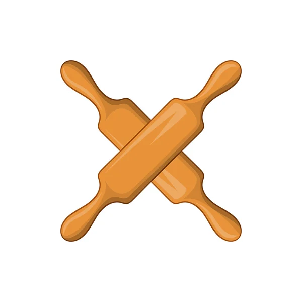 Crossed wooden rolling pins icon — Stock Vector
