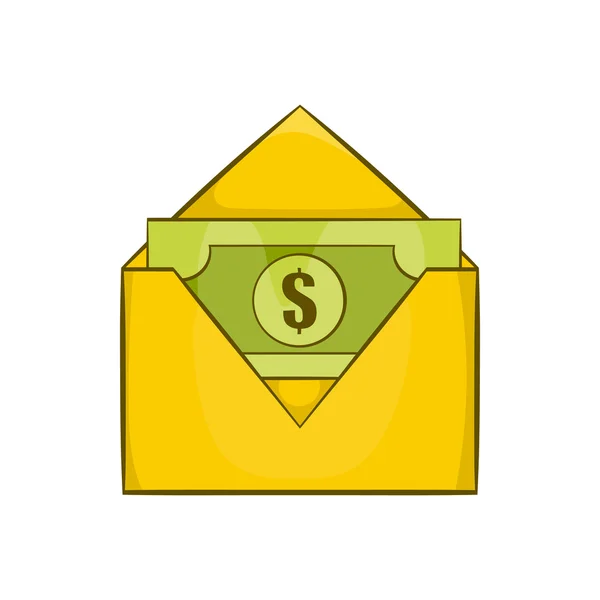 Dollar bills in yellow paper envelope icon — Stock Vector