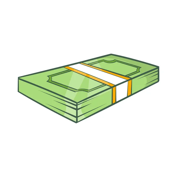 Verpakte dollar geld pictogram, cartoon stijl — Stockvector