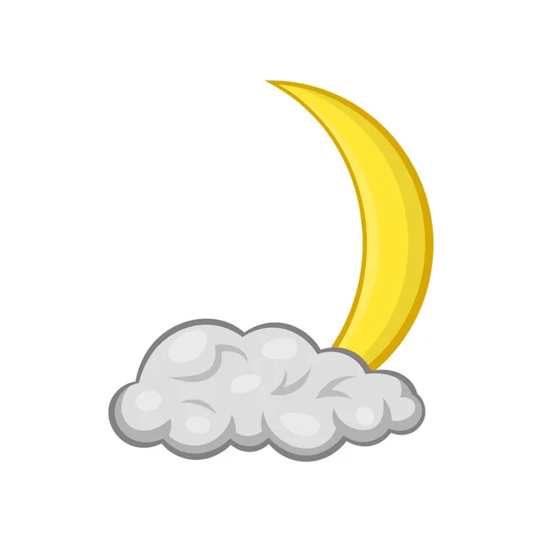 Luna di mezzaluna e icona nuvola, stile cartone animato — Vettoriale Stock