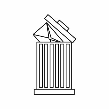 Zarfın içinde çöp kutusu simgesini, anahat stili