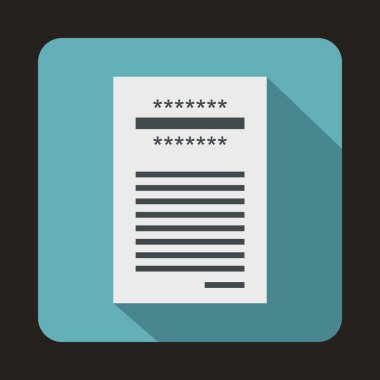 Yazdırılan satış makbuzu simgesi, düz stil