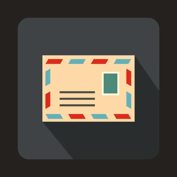 Verzendkosten envelop met stempel pictogram, vlakke stijl — Stockvector