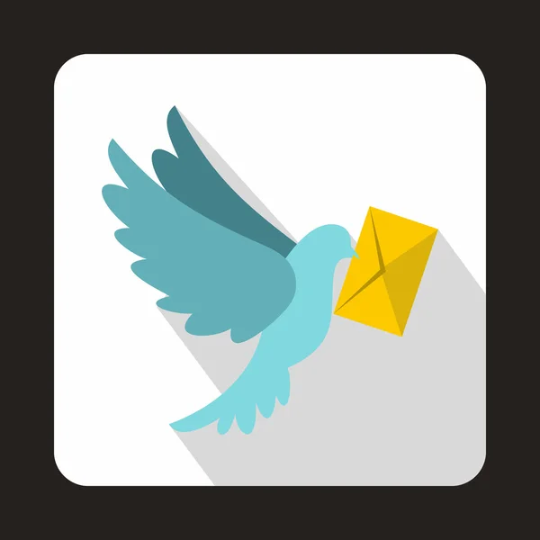 Colombe portant l'icône de l'enveloppe, style plat — Image vectorielle