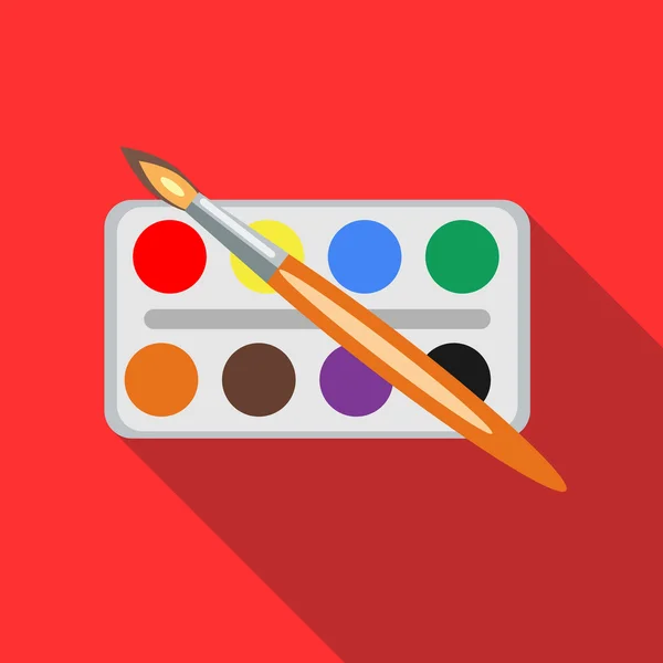 Akvareller och pensel ikon, platt stil — Stock vektor