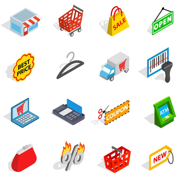 Alışveriş Icons set, izometrik 3d stili — Stok Vektör