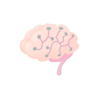 İnsan beyni simgesi, karikatür tarzı sensörler