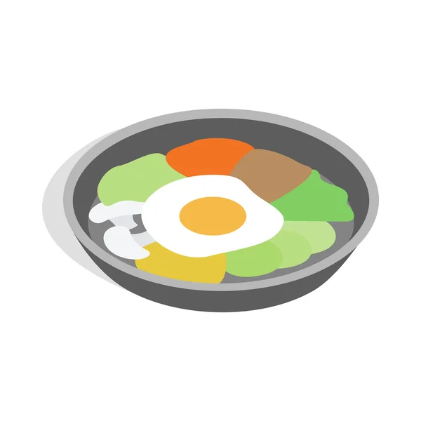 Koreaanse schotel bibimbap pictogram, isometrische 3D-stijl — Stockvector