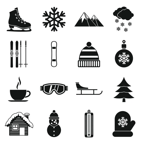 Набор зимних иконок, простой стиль — стоковый вектор