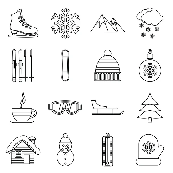 Conjunto de ícones de inverno, estilo esboço —  Vetores de Stock