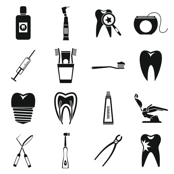 Conjunto de iconos de cuidado dental, estilo simple — Vector de stock