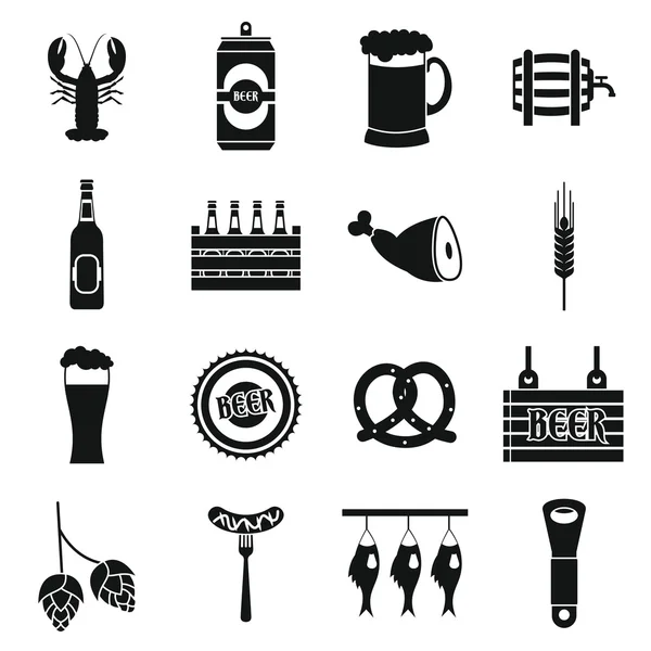 Beer icons set, simple style — Stock Vector