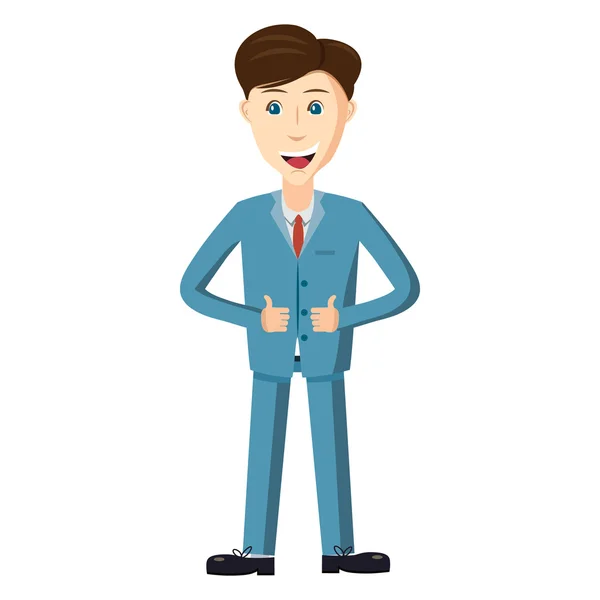 Homme d'affaires en costume bleu icône, style dessin animé — Image vectorielle
