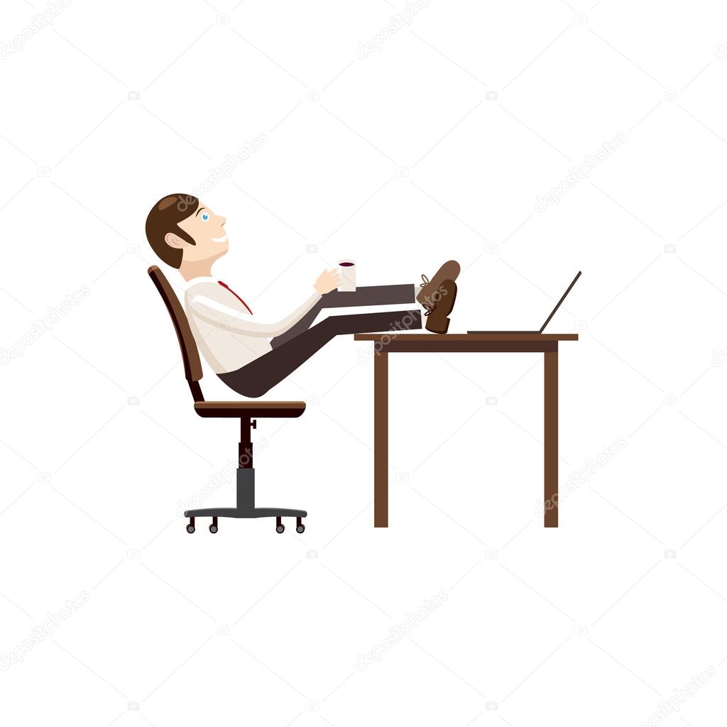 Sitting At Table Cartoon Man Sitting With Feet On Table Icon