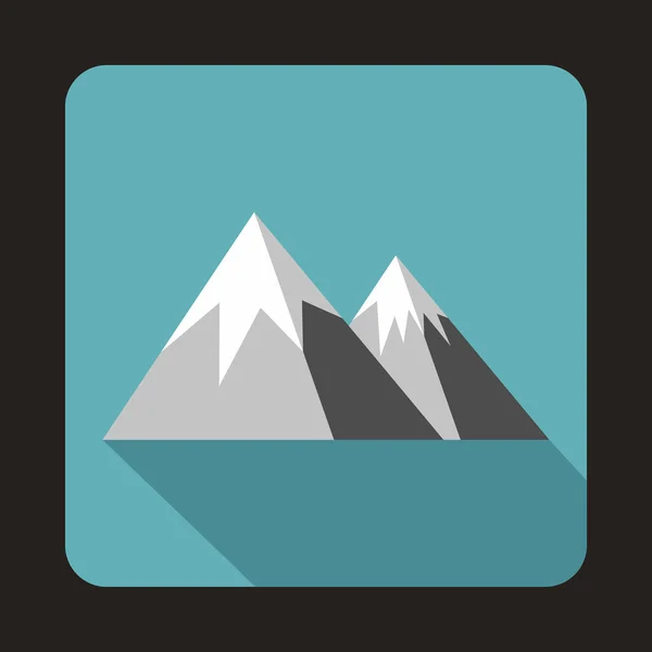Mountains with snow icon, flat style — Stock Vector
