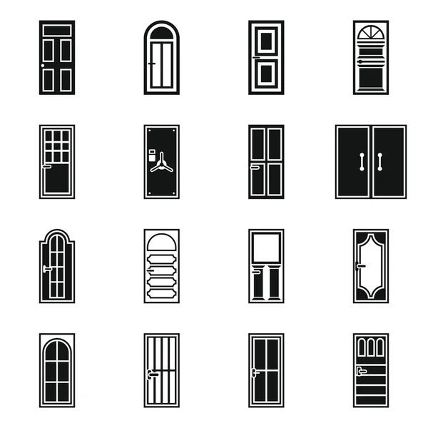 Door icons set, simple style — Stock Vector